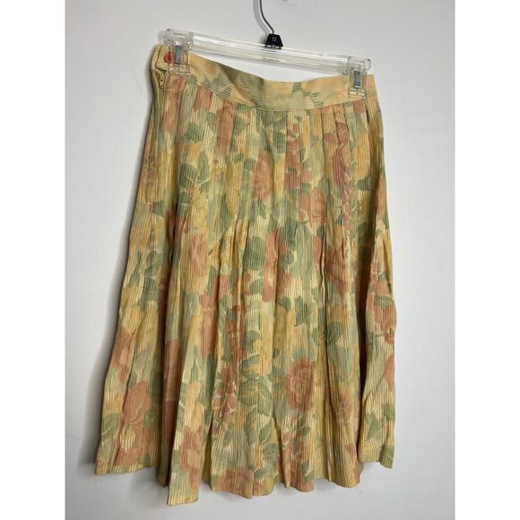 Vintage Concepts Floral Pleated Midi Skirt Women Sz 4 - Picture 13 of 14
